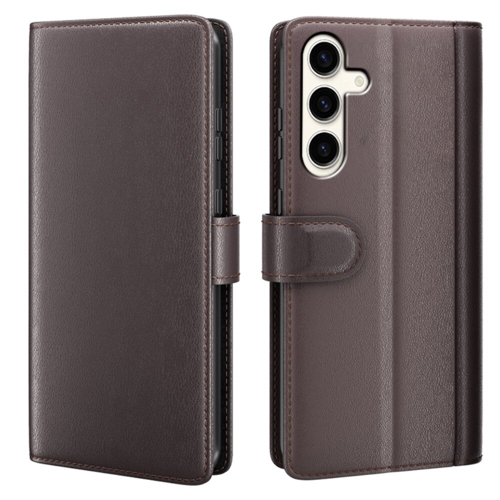 Samsung Galaxy S24 Plus Genuine Leather Wallet Case Brown