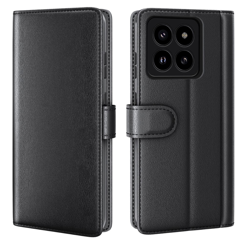 Xiaomi 14 Pro Genuine Leather Wallet Case Black