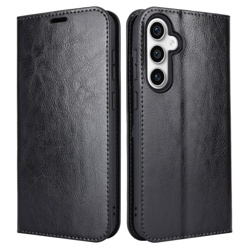 Samsung Galaxy S23 FE Genuine Leather Wallet Case Black