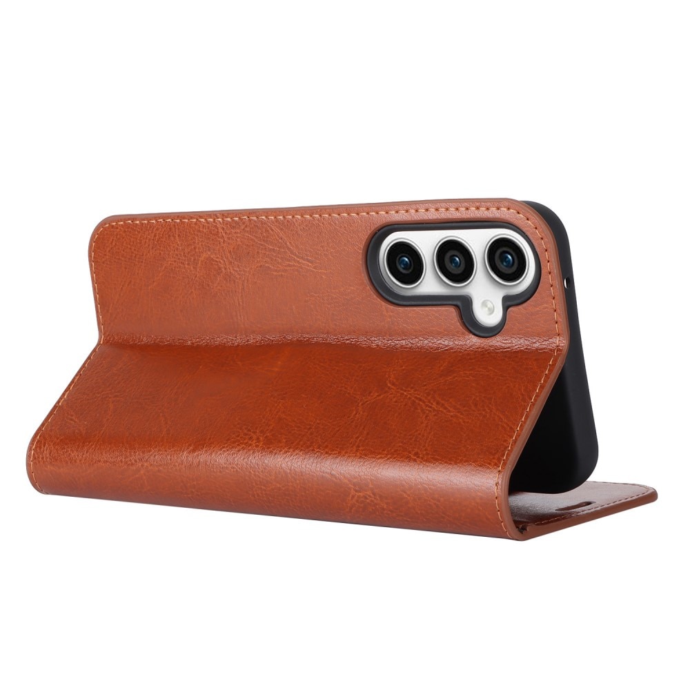 Samsung Galaxy S23 FE Genuine Leather Wallet Case Brown