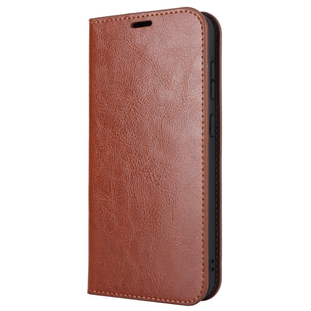 Samsung Galaxy S23 FE Genuine Leather Wallet Case Brown