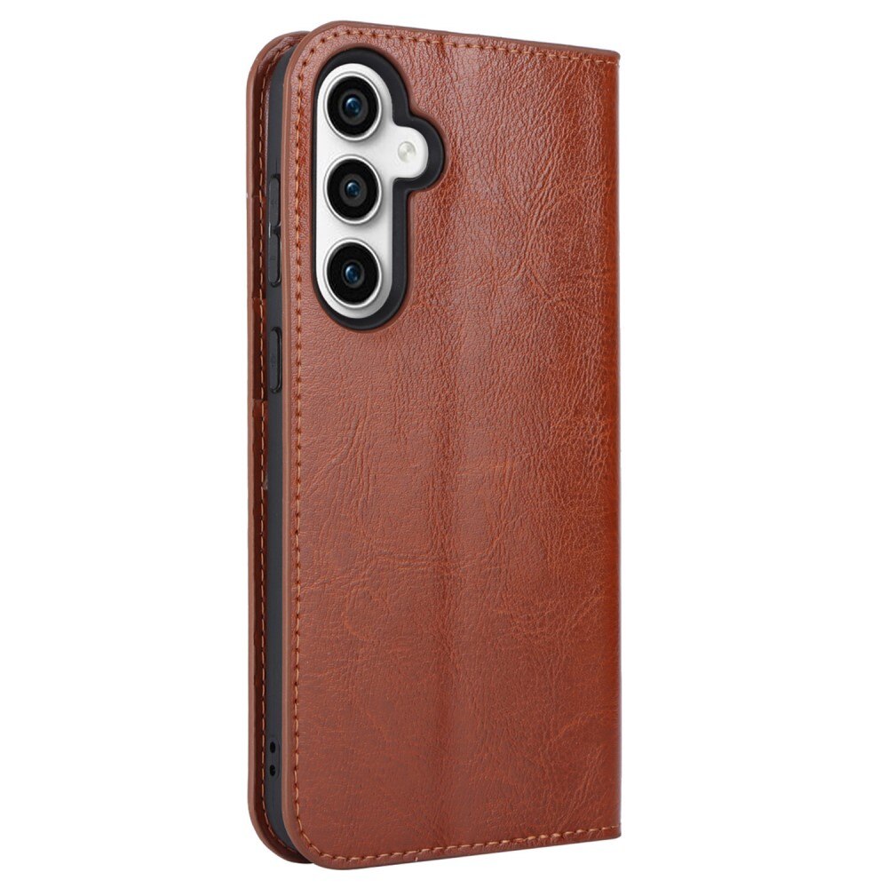 Samsung Galaxy S23 FE Genuine Leather Wallet Case Brown