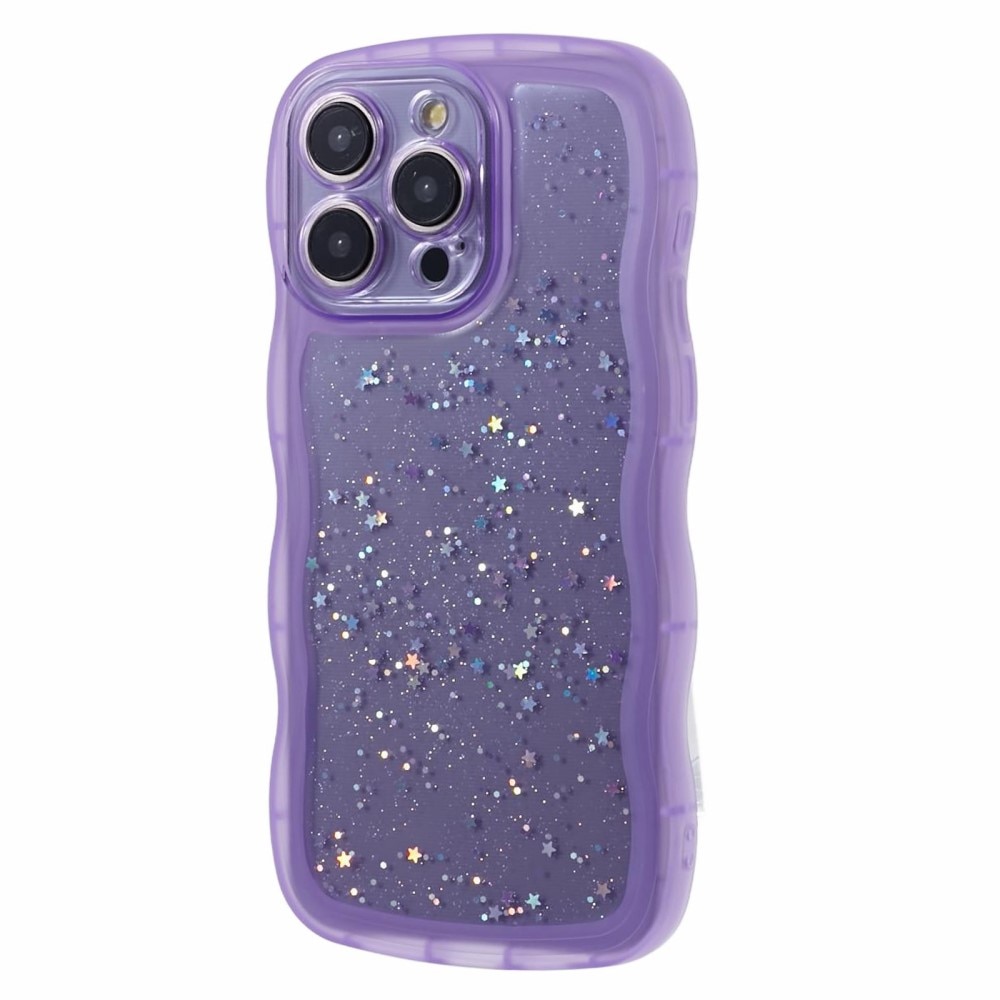 iPhone 15 Pro Max Wavy Edge Glitter Case Purple