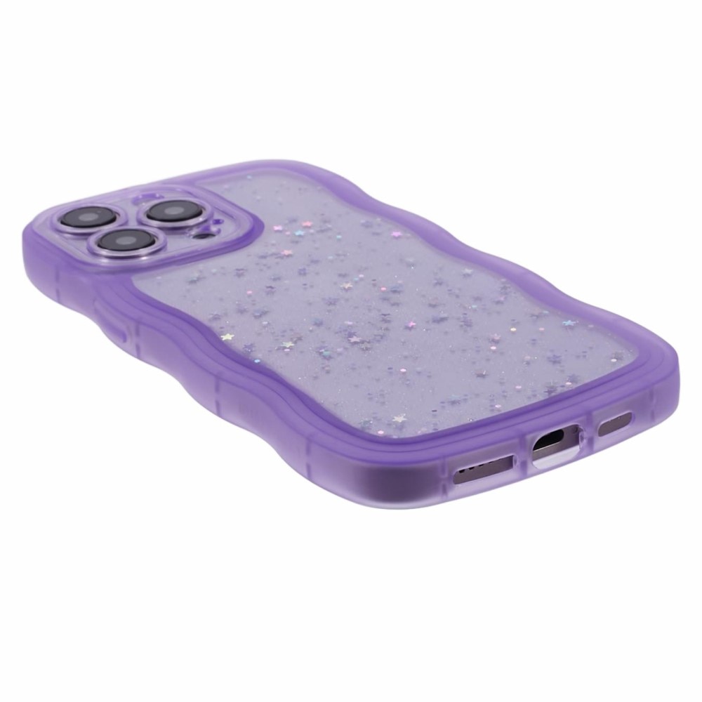 iPhone 15 Pro Max Wavy Edge Glitter Case Purple