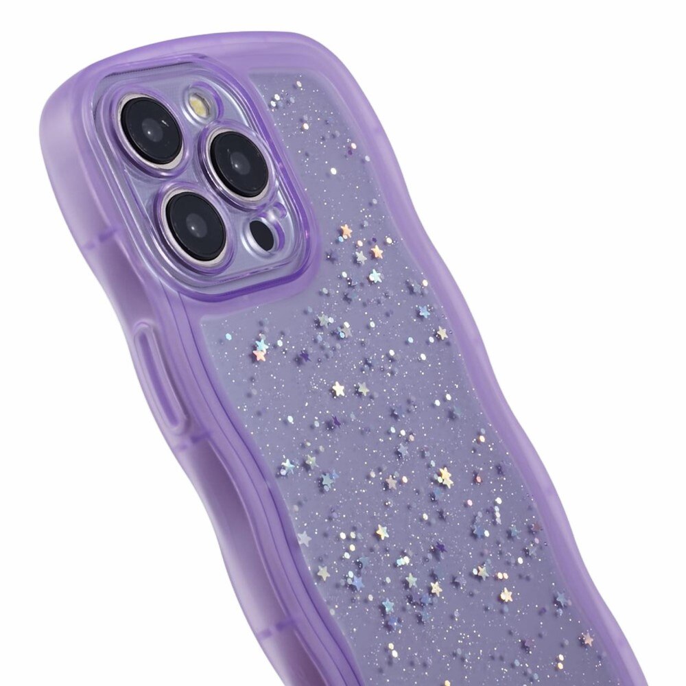 iPhone 15 Pro Max Wavy Edge Glitter Case Purple