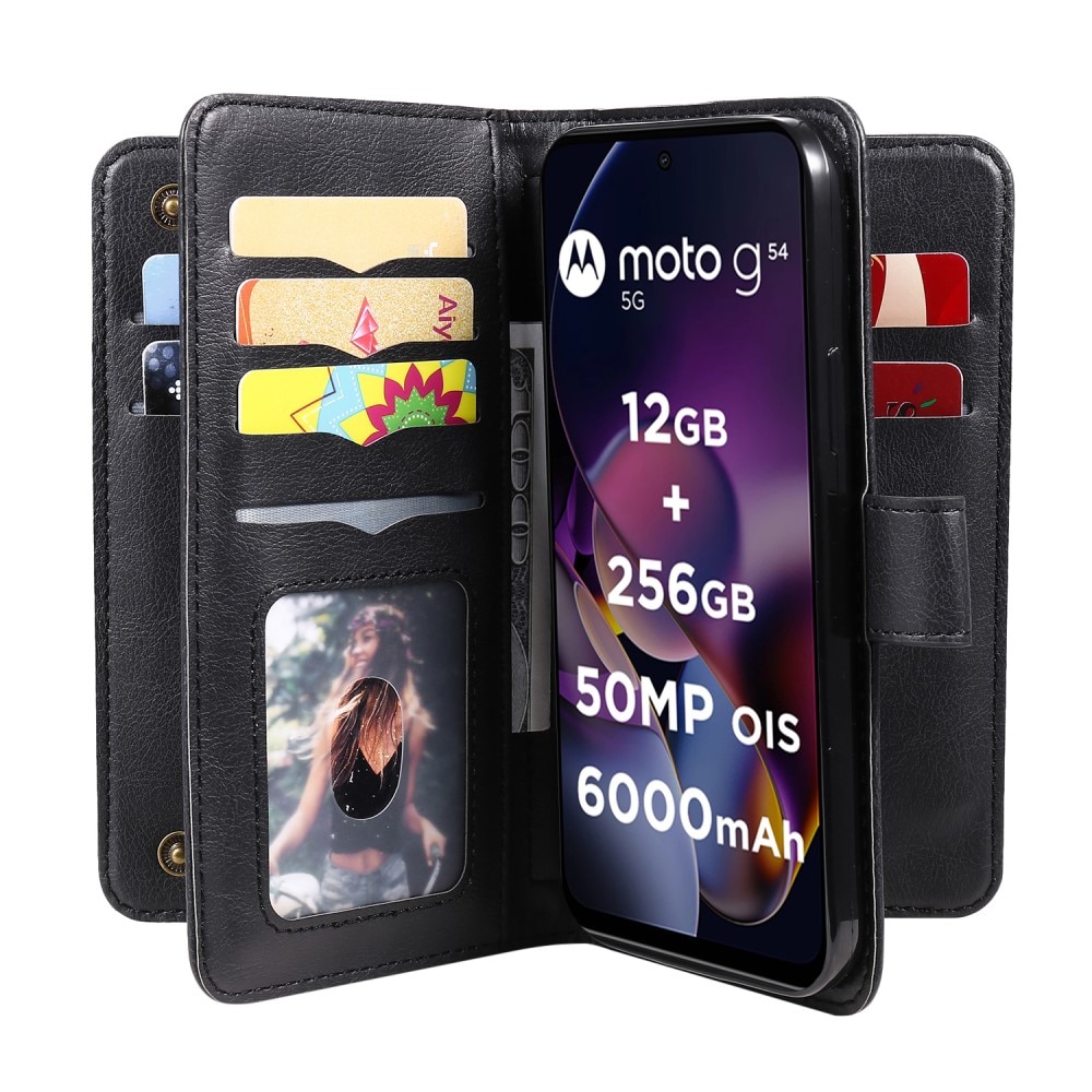Motorola Moto G54 Wallet Cover Multi-slot Black