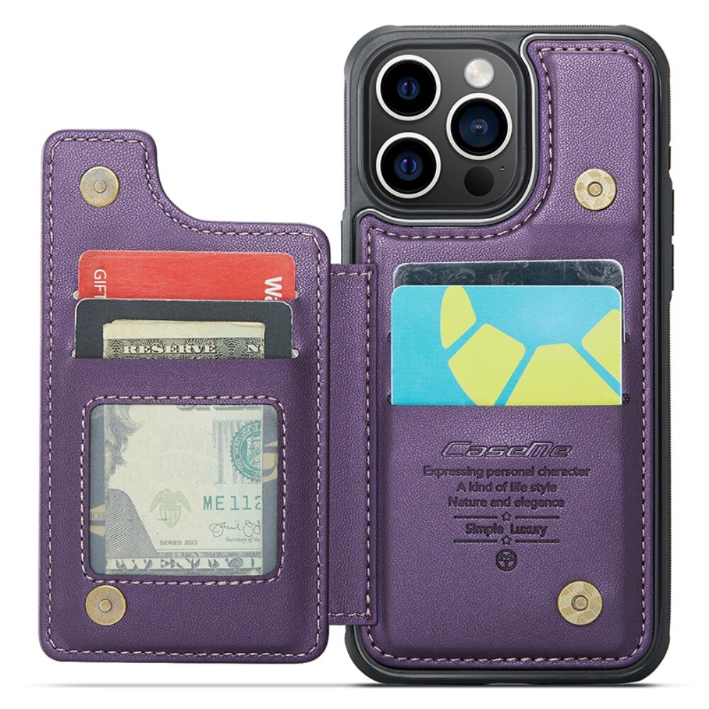 iPhone 15 Pro RFID blocking Wallet Cover Purple