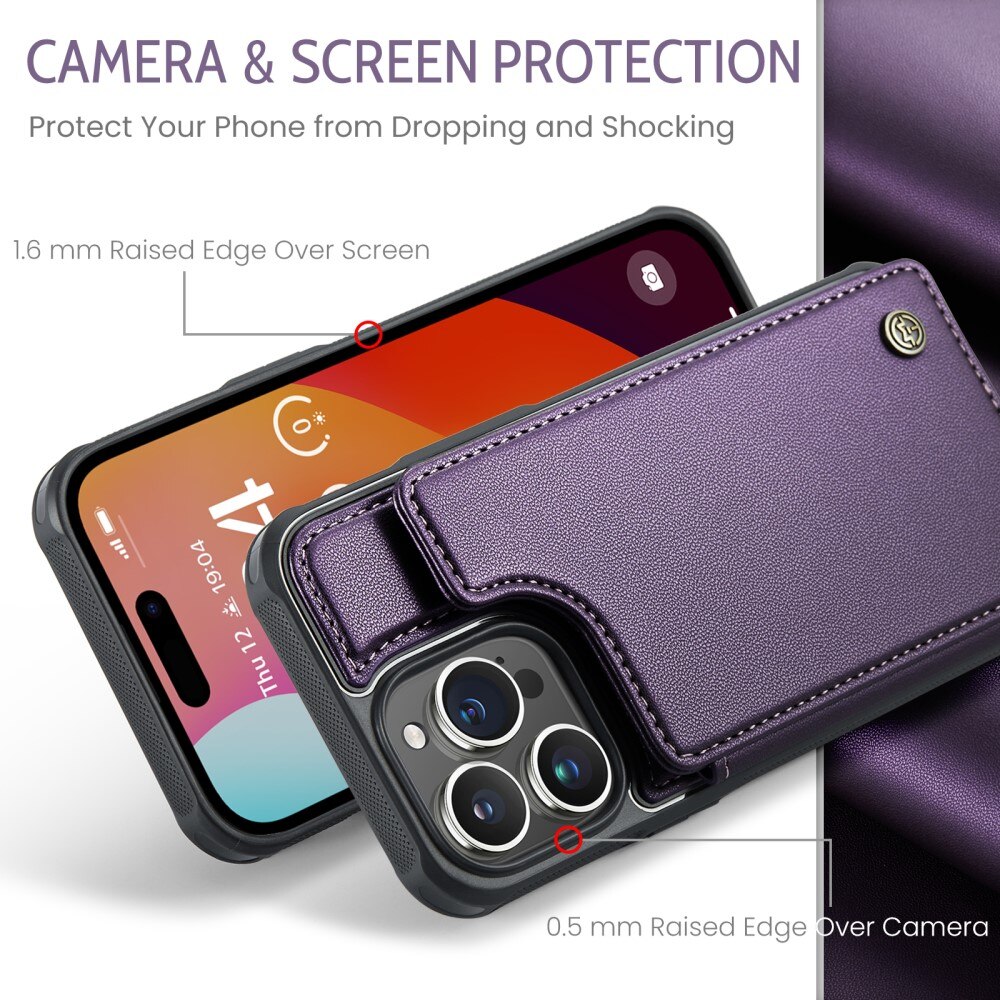 iPhone 15 Pro RFID blocking Wallet Cover Purple