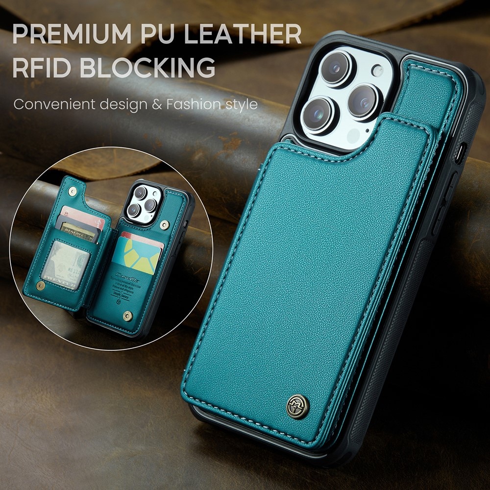 iPhone 14 Pro RFID blocking Wallet Cover Blue