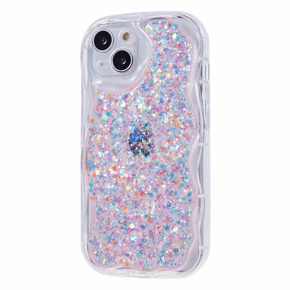 iPhone 15 Wavy Glitter Case Pink