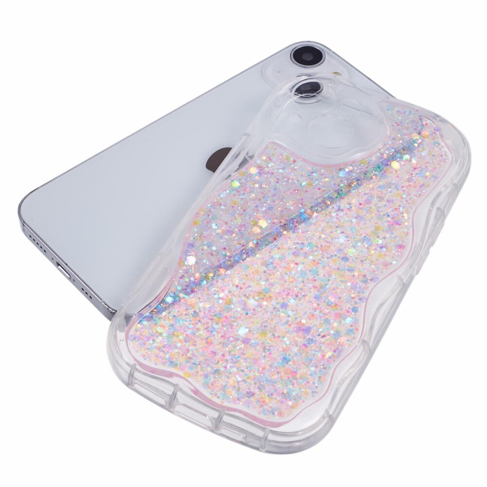 iPhone 15 Wavy Glitter Case Pink