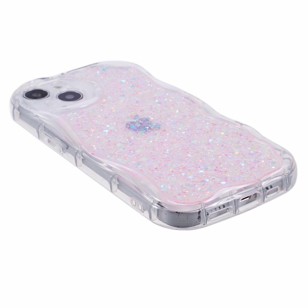 iPhone 15 Wavy Glitter Case Pink