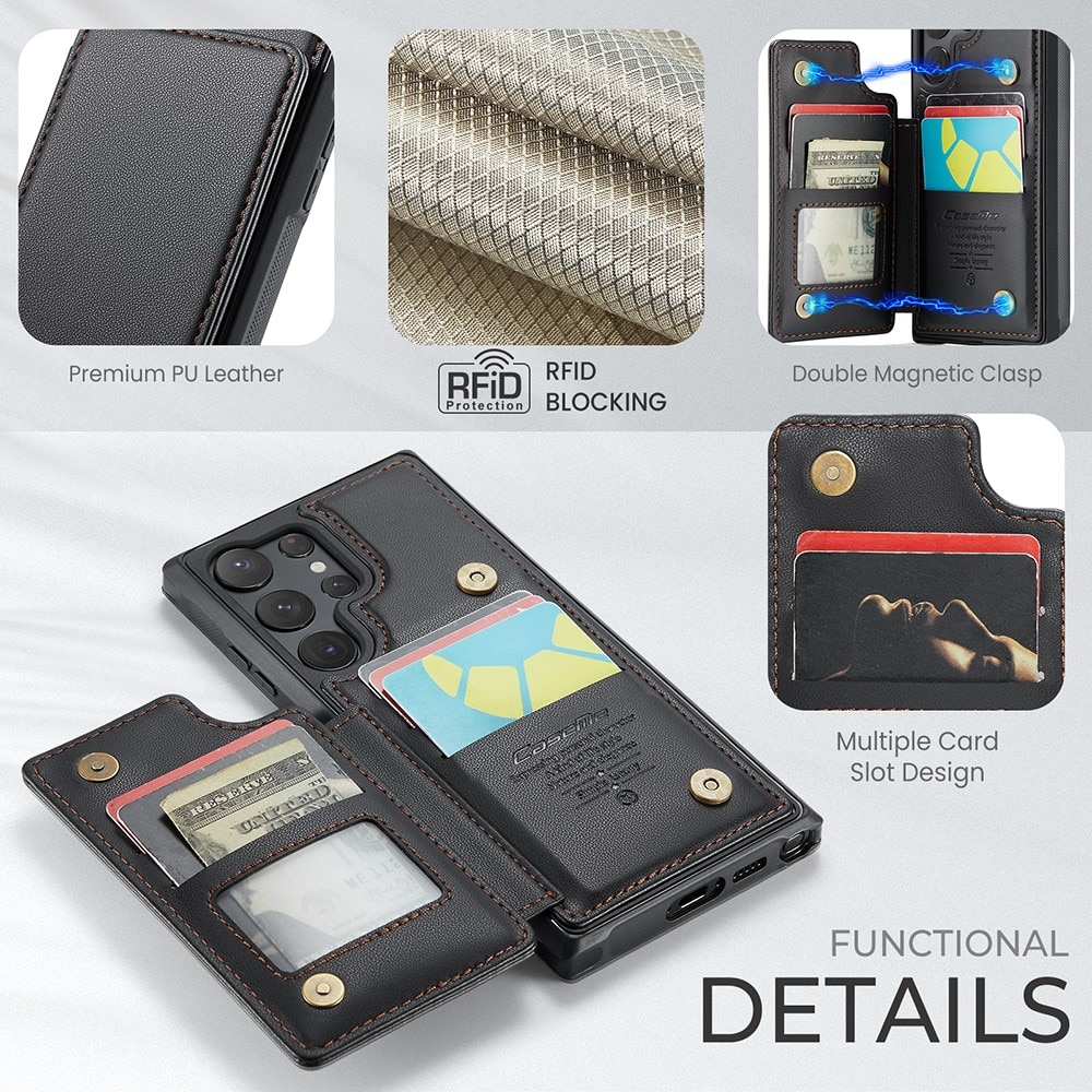 Samsung Galaxy S23 Ultra RFID blocking Wallet Cover Black