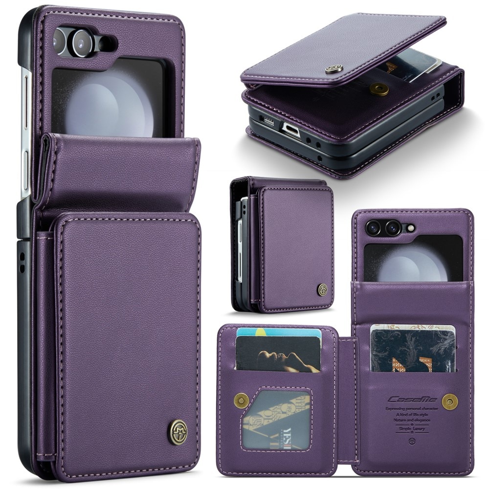 Samsung Galaxy Z Flip 5 RFID blocking Wallet Cover Purple