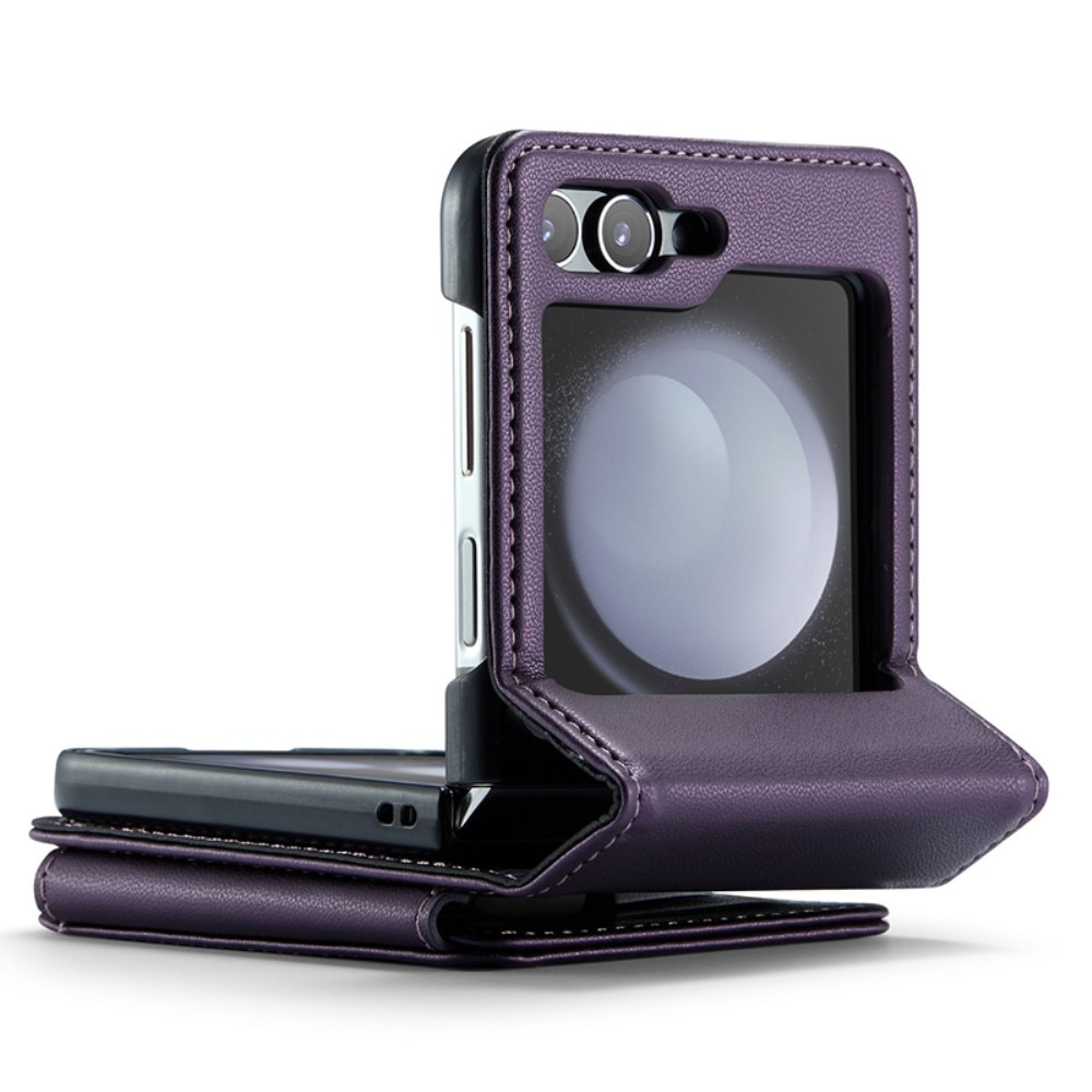 Samsung Galaxy Z Flip 5 RFID blocking Wallet Cover Purple