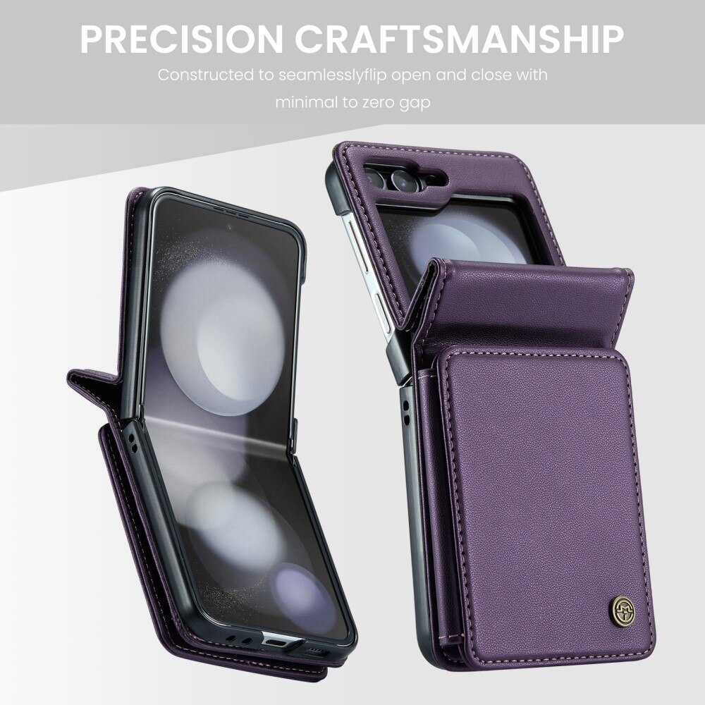 Samsung Galaxy Z Flip 5 RFID blocking Wallet Cover Purple