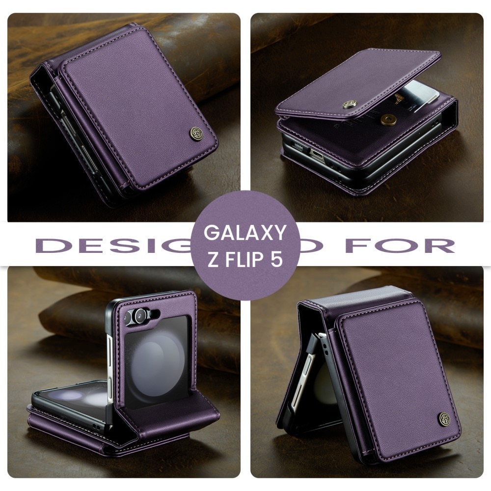 Samsung Galaxy Z Flip 5 RFID blocking Wallet Cover Purple