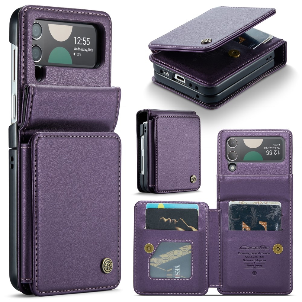 Samsung Galaxy Z Flip 3 RFID blocking Wallet Cover Purple