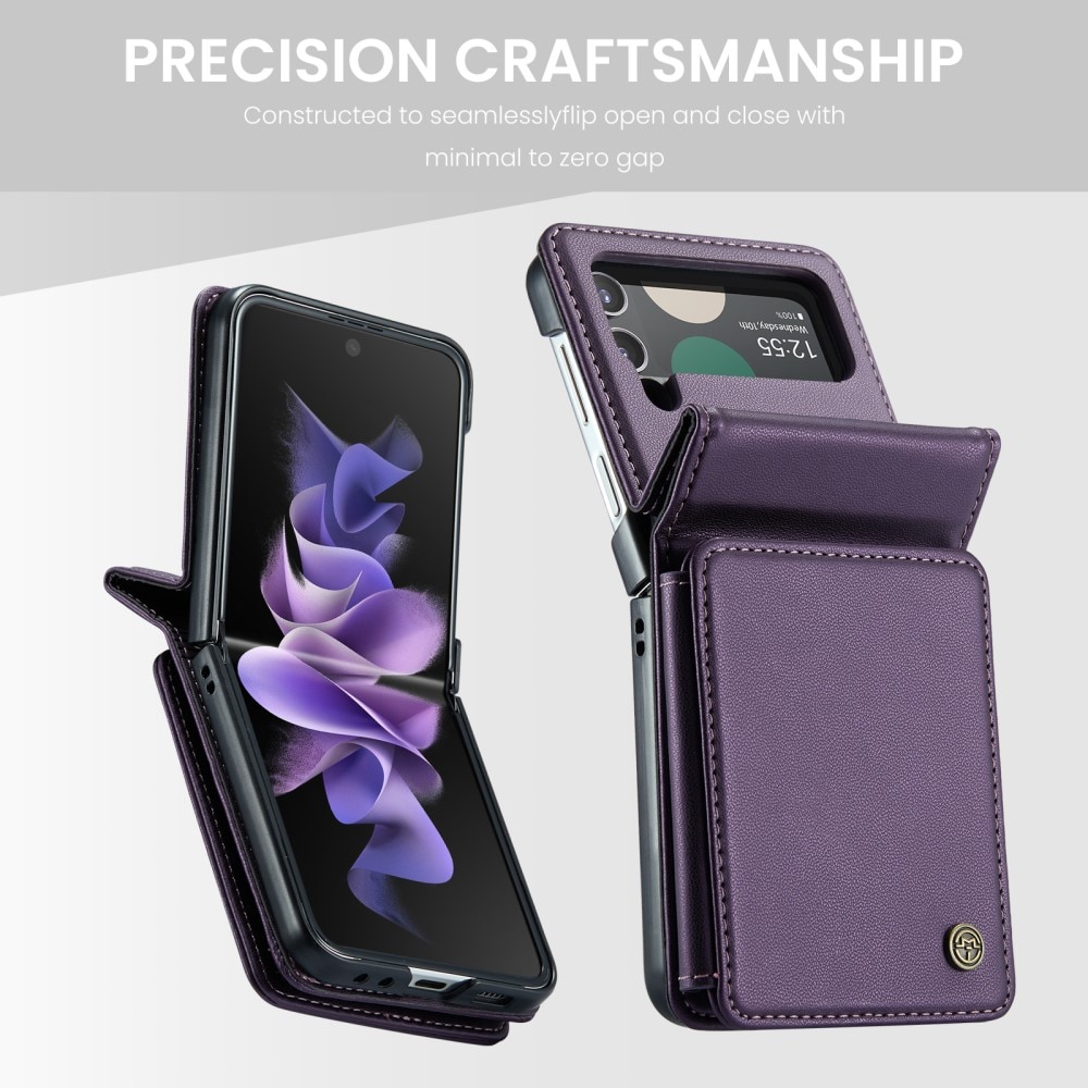 Samsung Galaxy Z Flip 3 RFID blocking Wallet Cover Purple