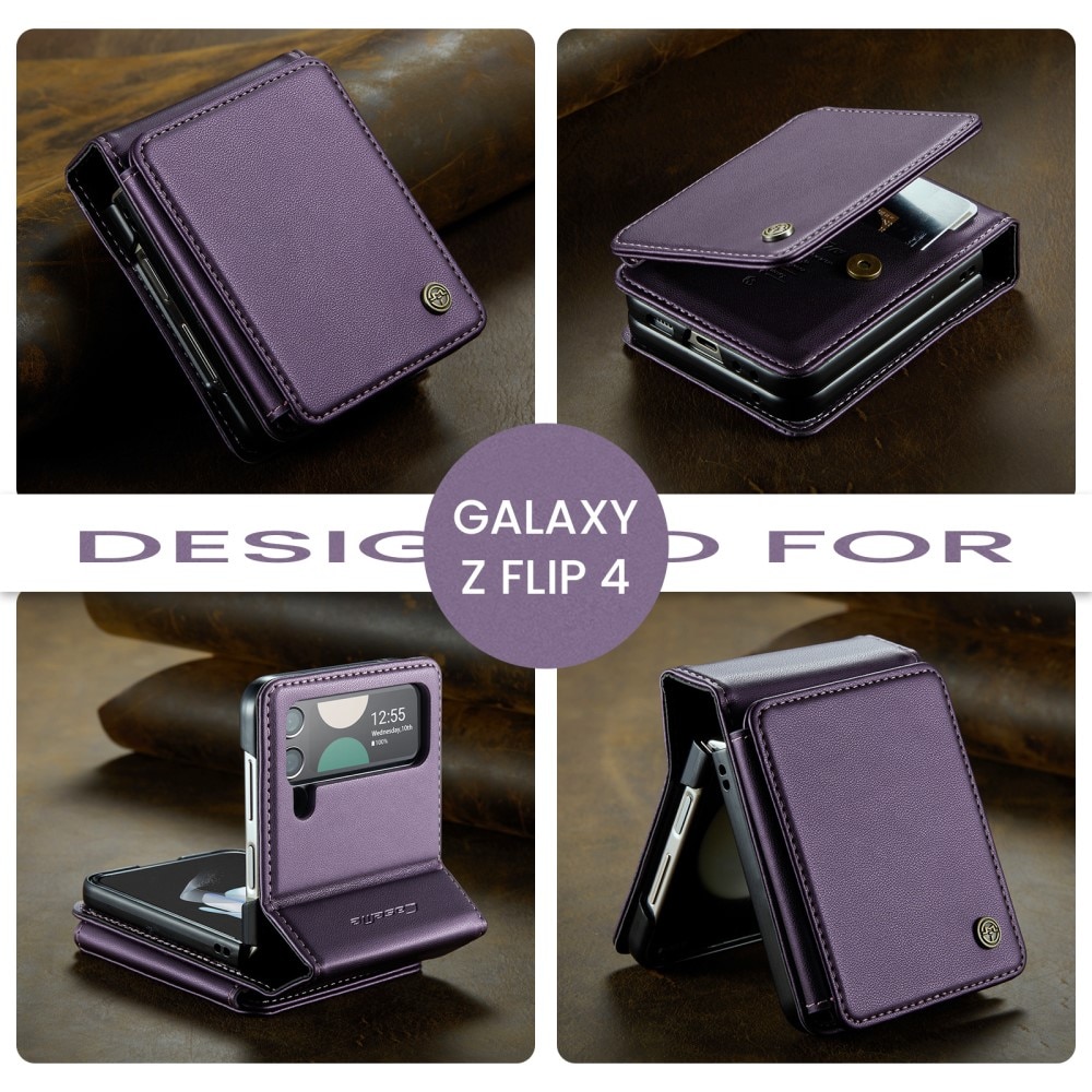 Samsung Galaxy Z Flip 4 RFID blocking Wallet Cover Purple