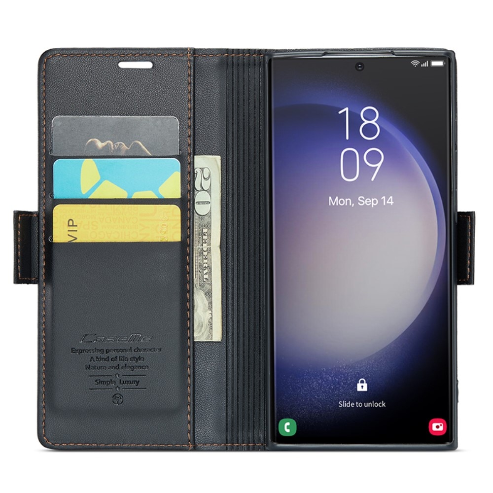 Samsung Galaxy S24 Ultra RFID blocking Slim Wallet Case Black