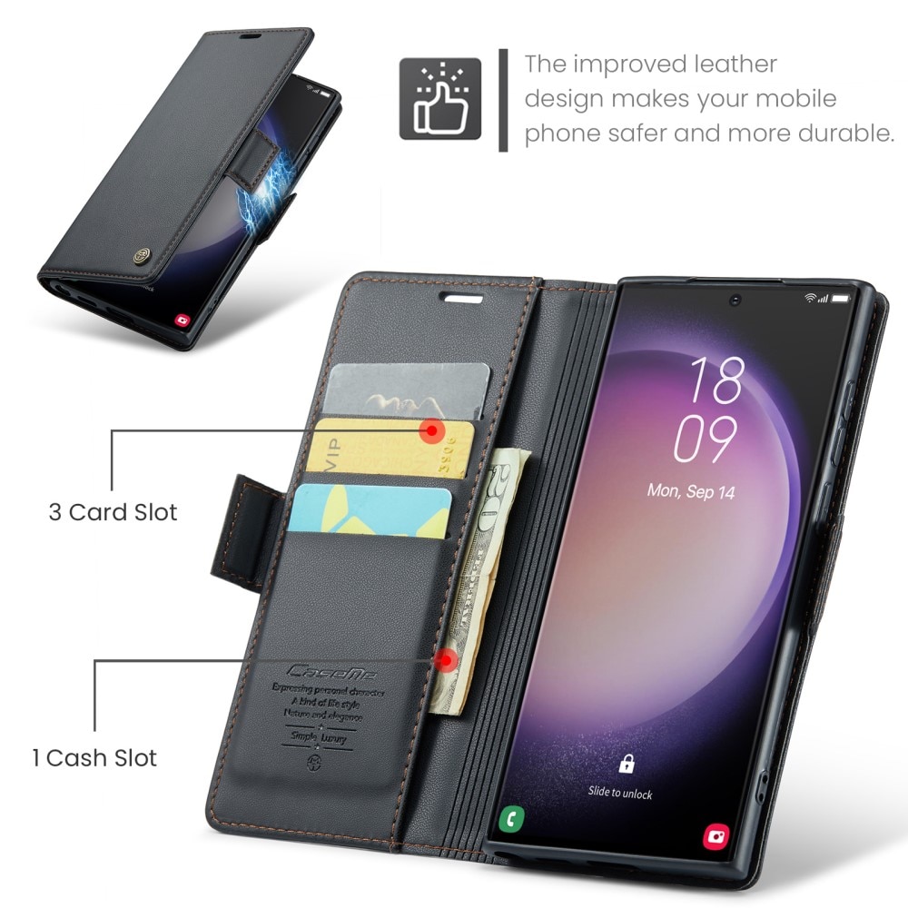 Samsung Galaxy S24 Ultra RFID blocking Slim Wallet Case Black