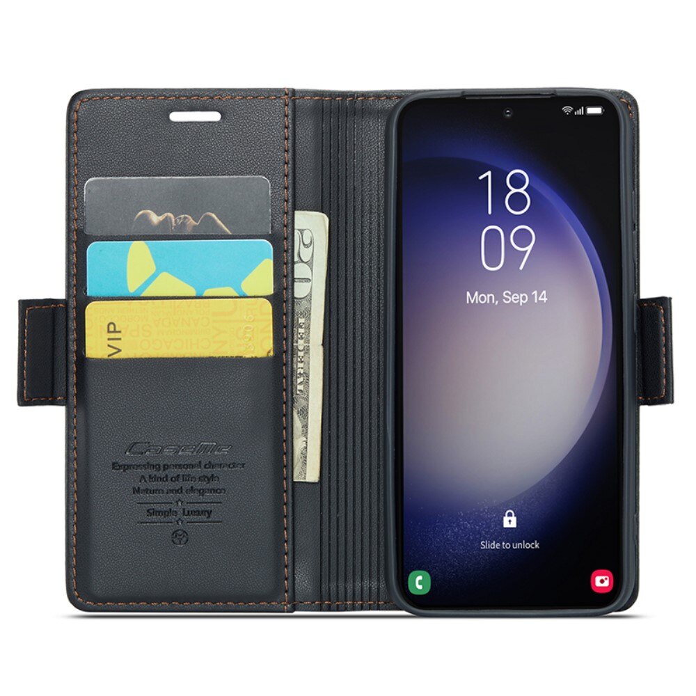 Samsung Galaxy S24 RFID blocking Slim Wallet Case Black