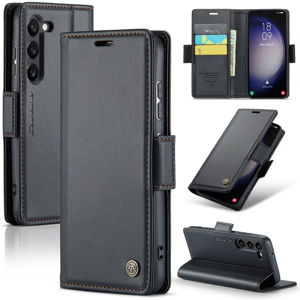 Samsung Galaxy S24 Plus RFID blocking Slim Wallet Case Black