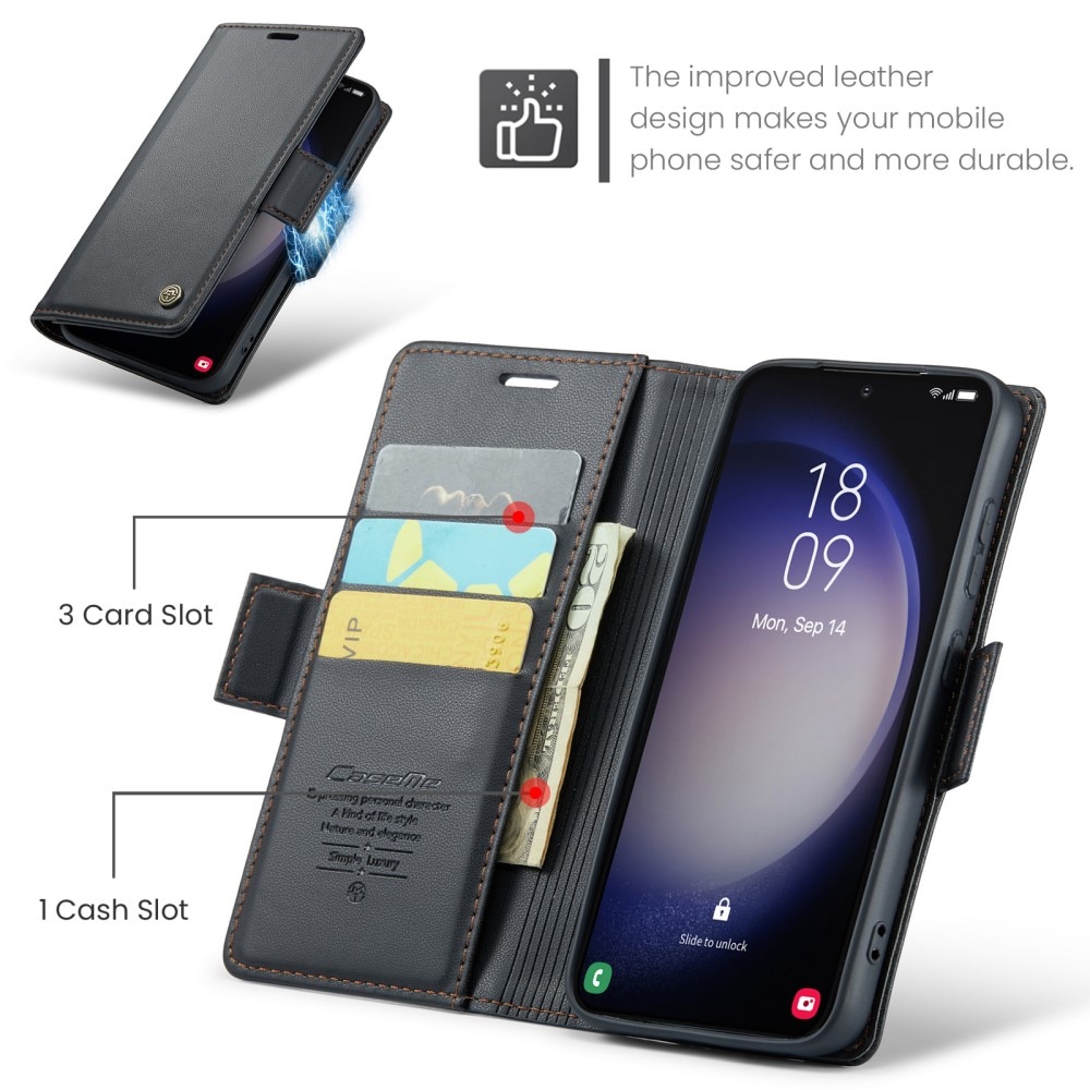 Samsung Galaxy S24 Plus RFID blocking Slim Wallet Case Black