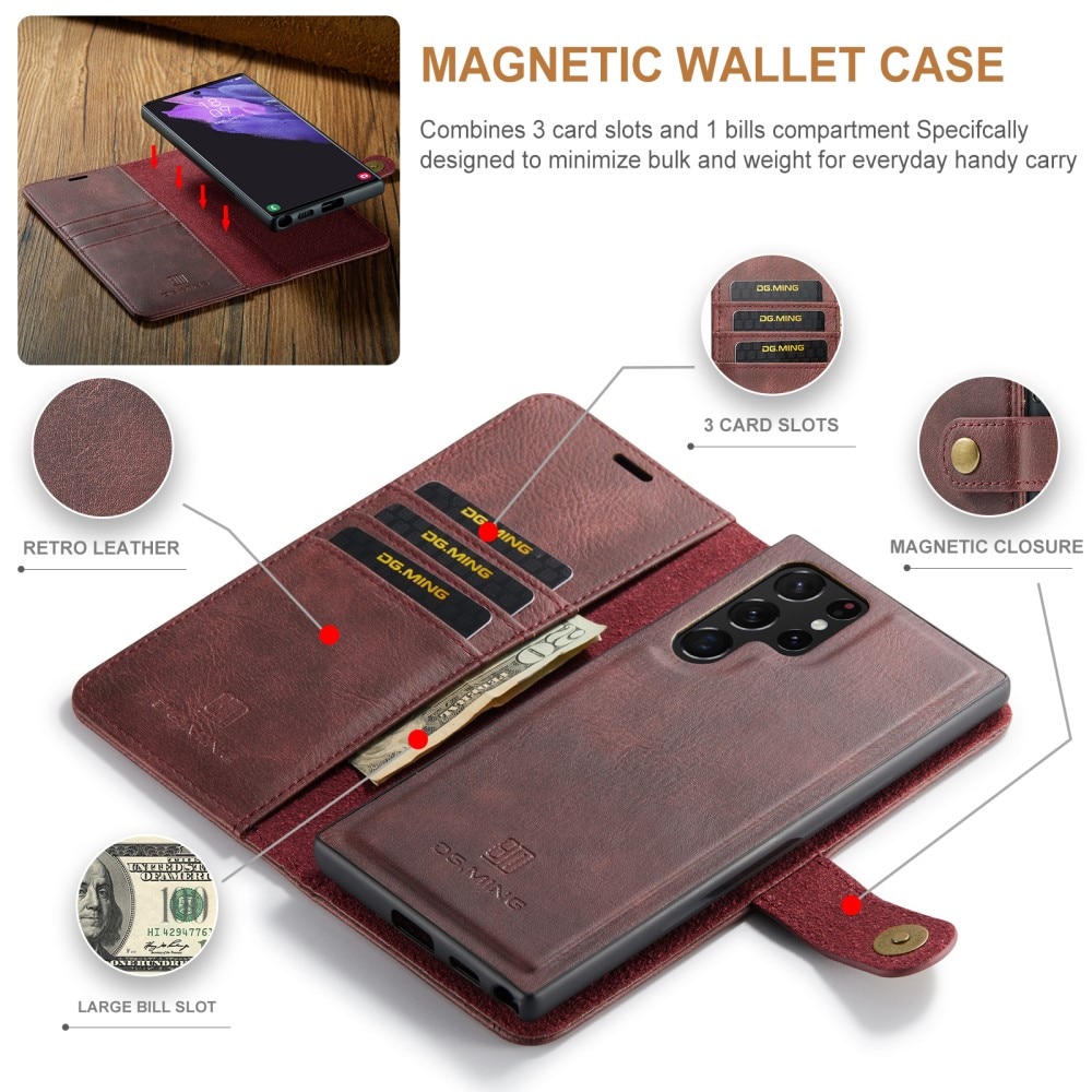 Samsung Galaxy S24 Ultra Magnet Wallet Red