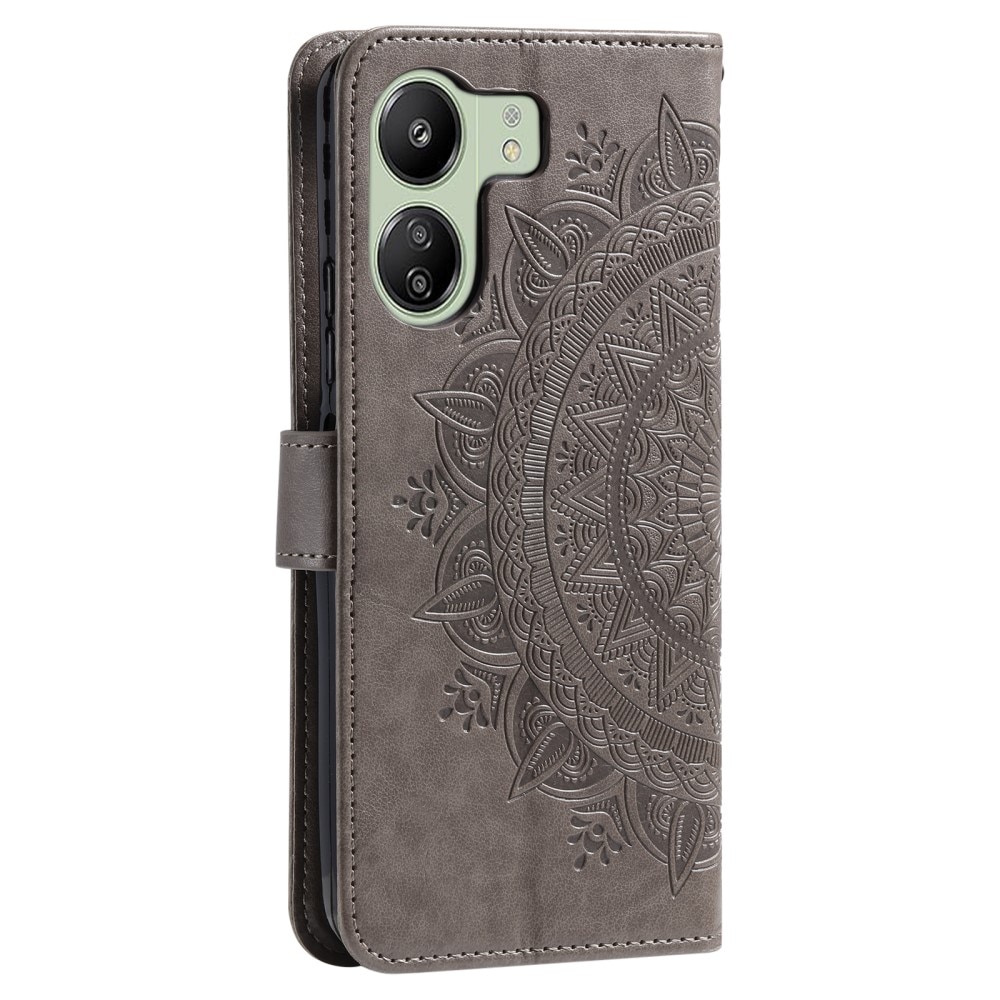 Xiaomi Redmi 13C Leather Cover Mandala Grey