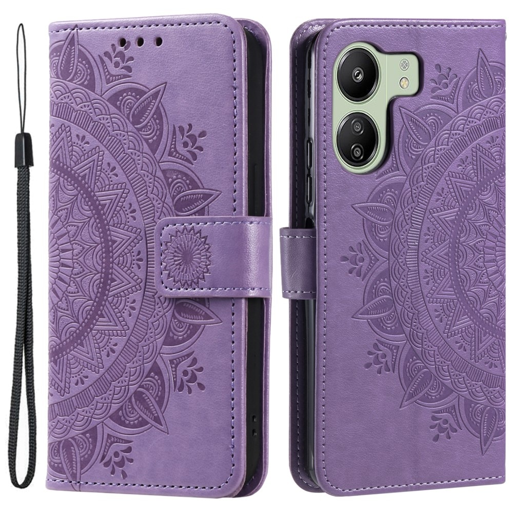 Xiaomi Redmi 13C Leather Cover Mandala Purple