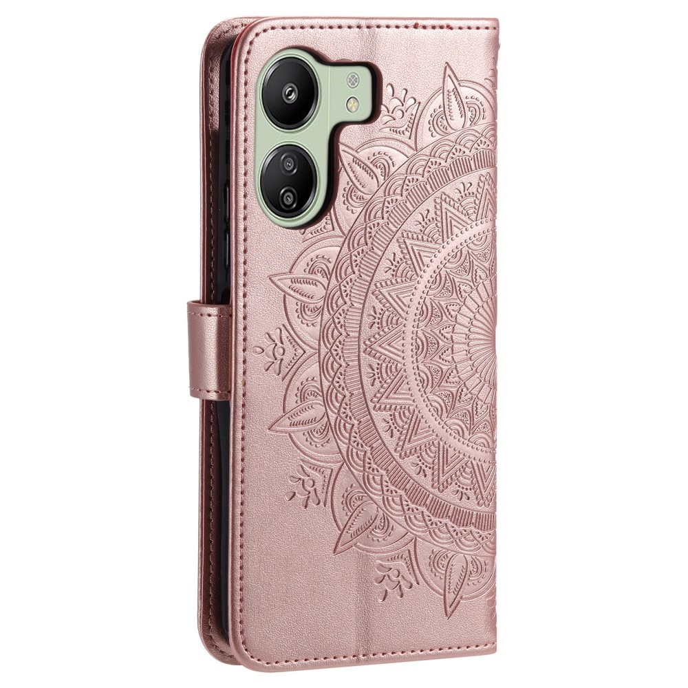 Xiaomi Redmi 13C Leather Cover Mandala Rose Gold