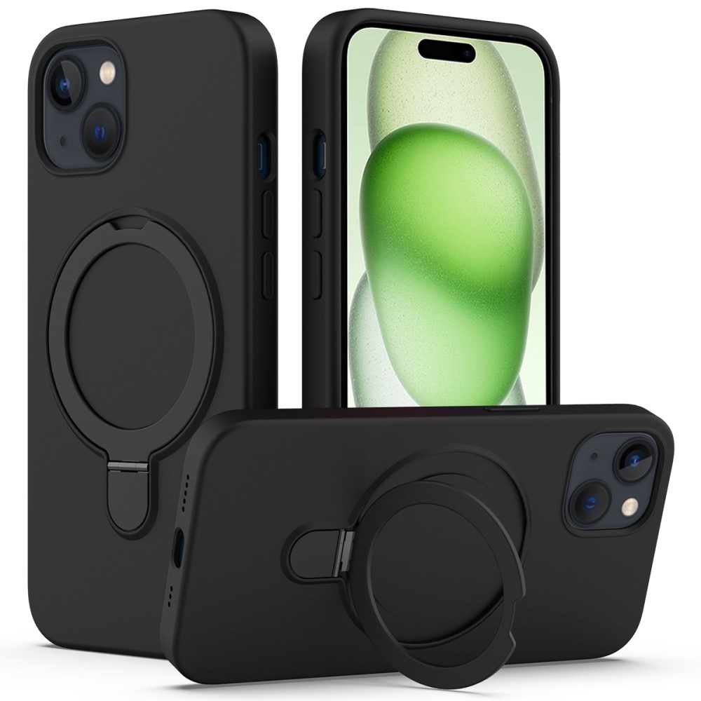 iPhone 15 Kickstand Silicone Case MagSafe Black
