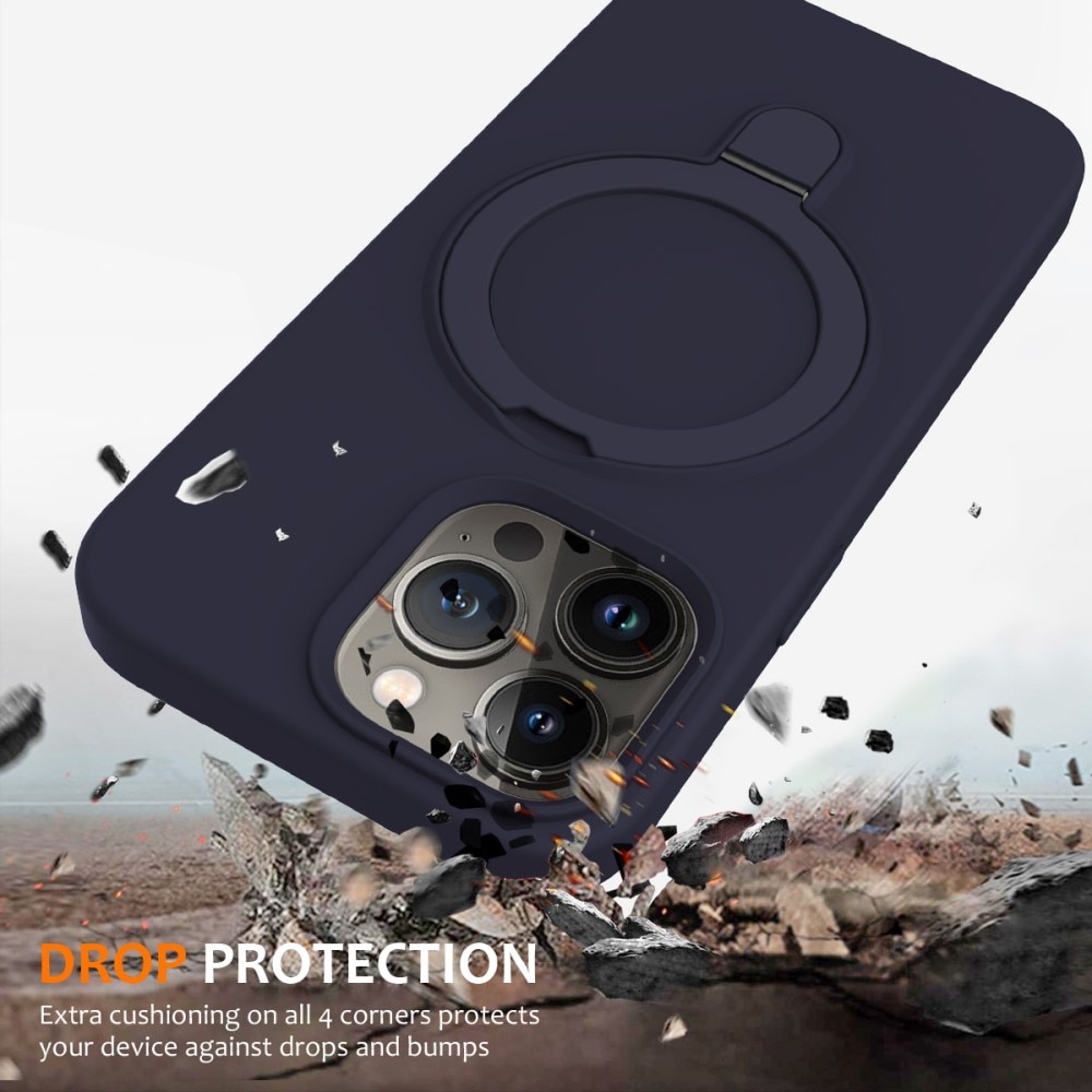 iPhone 15 Pro Kickstand Silicone Case MagSafe Dark Blue