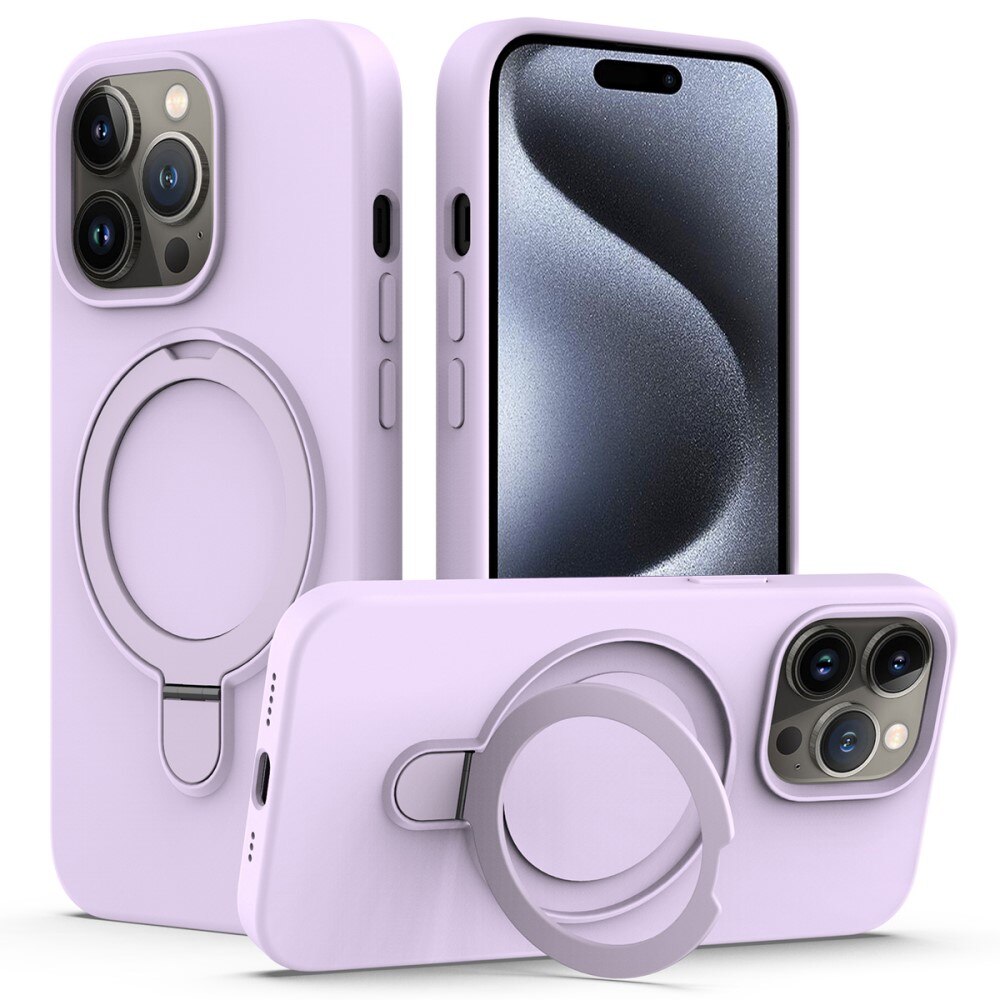 iPhone 15 Pro Kickstand Silicone Case MagSafe Purple