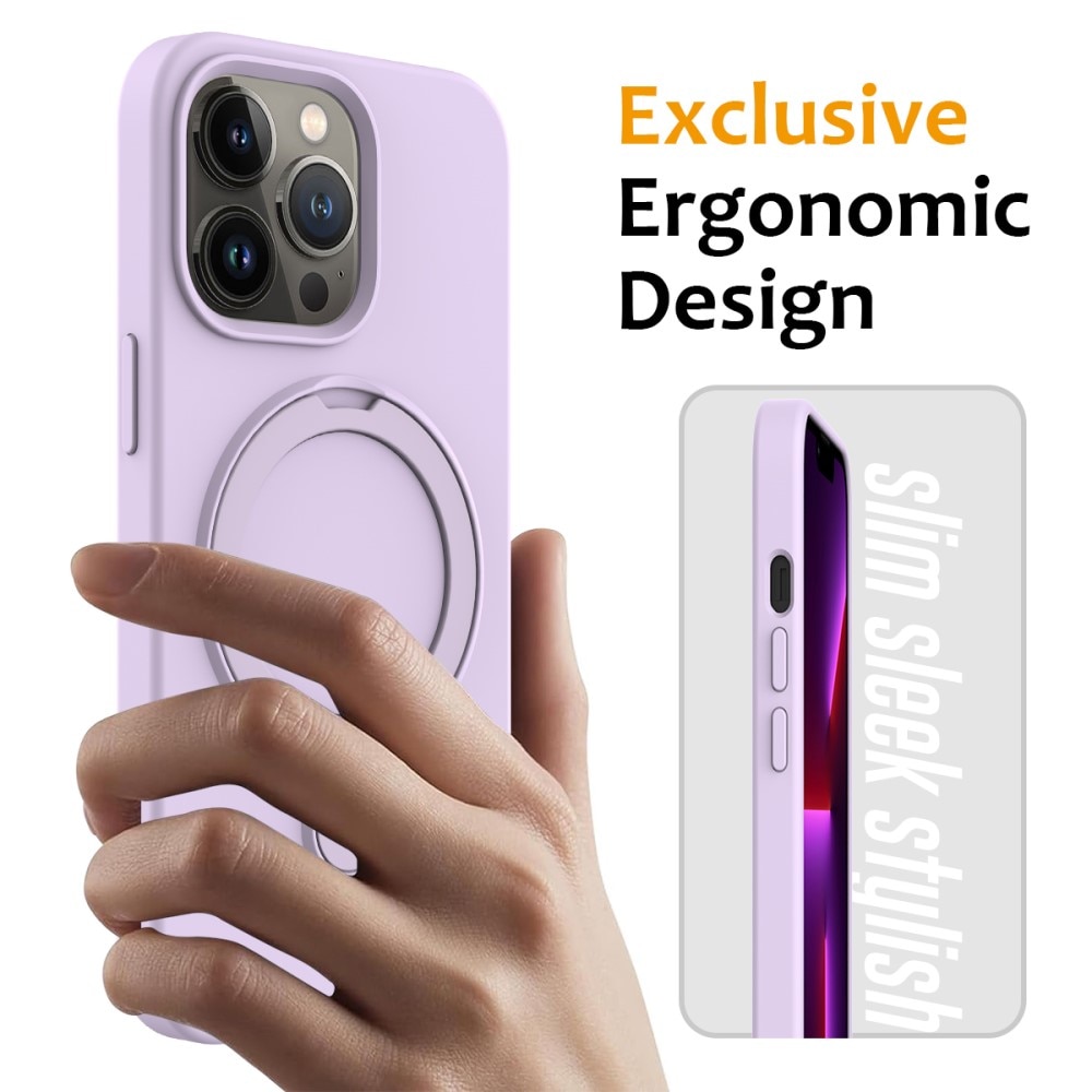 iPhone 15 Pro Kickstand Silicone Case MagSafe Purple