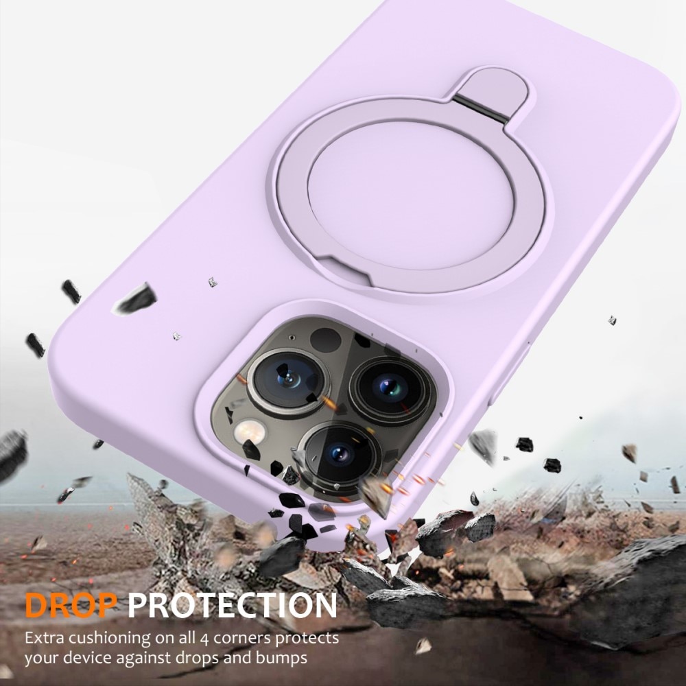 iPhone 15 Pro Kickstand Silicone Case MagSafe Purple