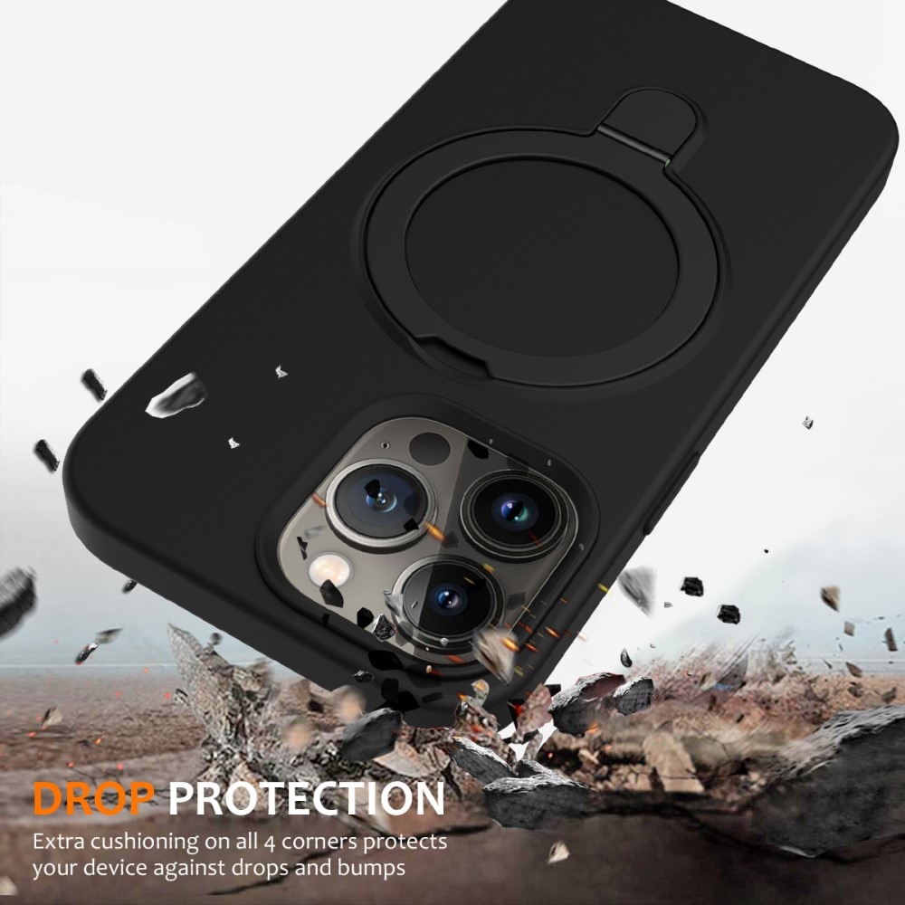 iPhone 15 Pro Max Kickstand Silicone Case MagSafe Black