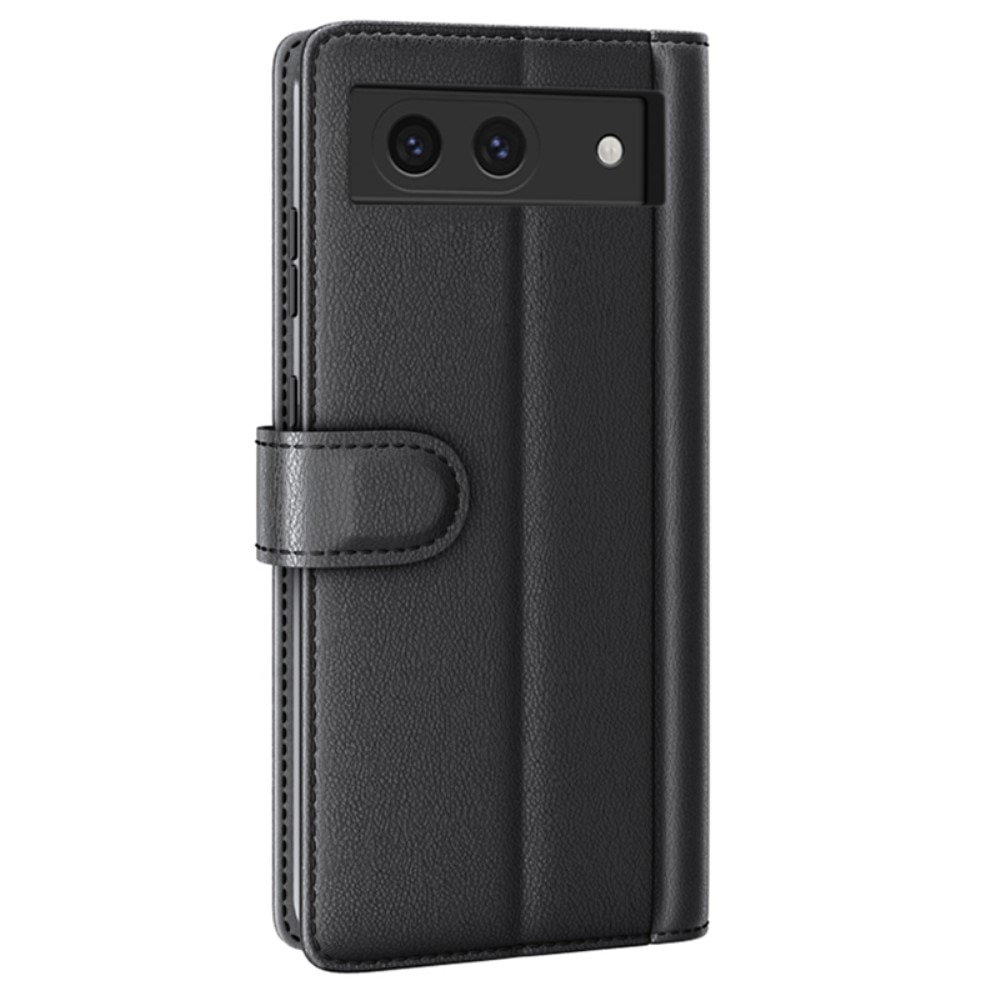 Google Pixel 8a Genuine Leather Wallet Case Black