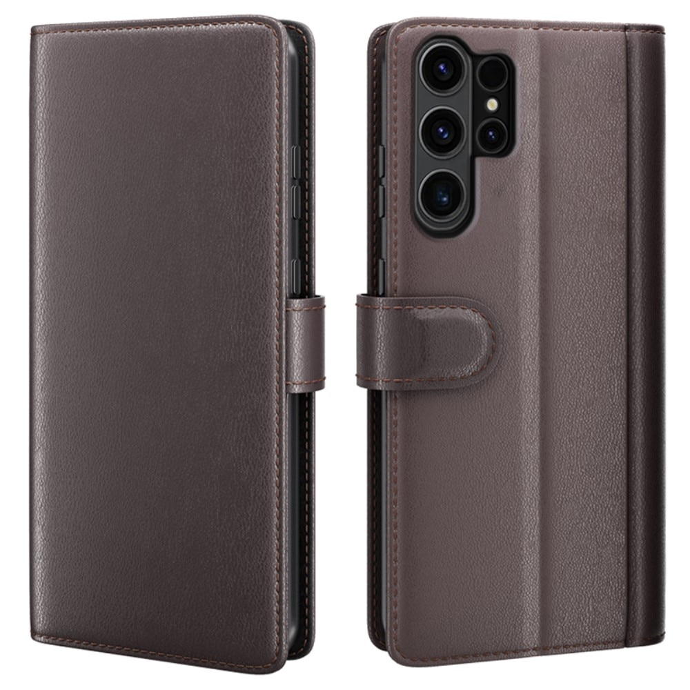 Samsung Galaxy S24 Ultra Genuine Leather Wallet Case Brown