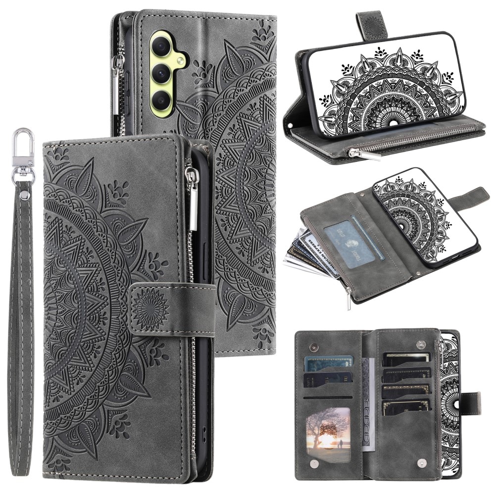 Samsung Galaxy A55 Wallet/Purse Mandala Grey