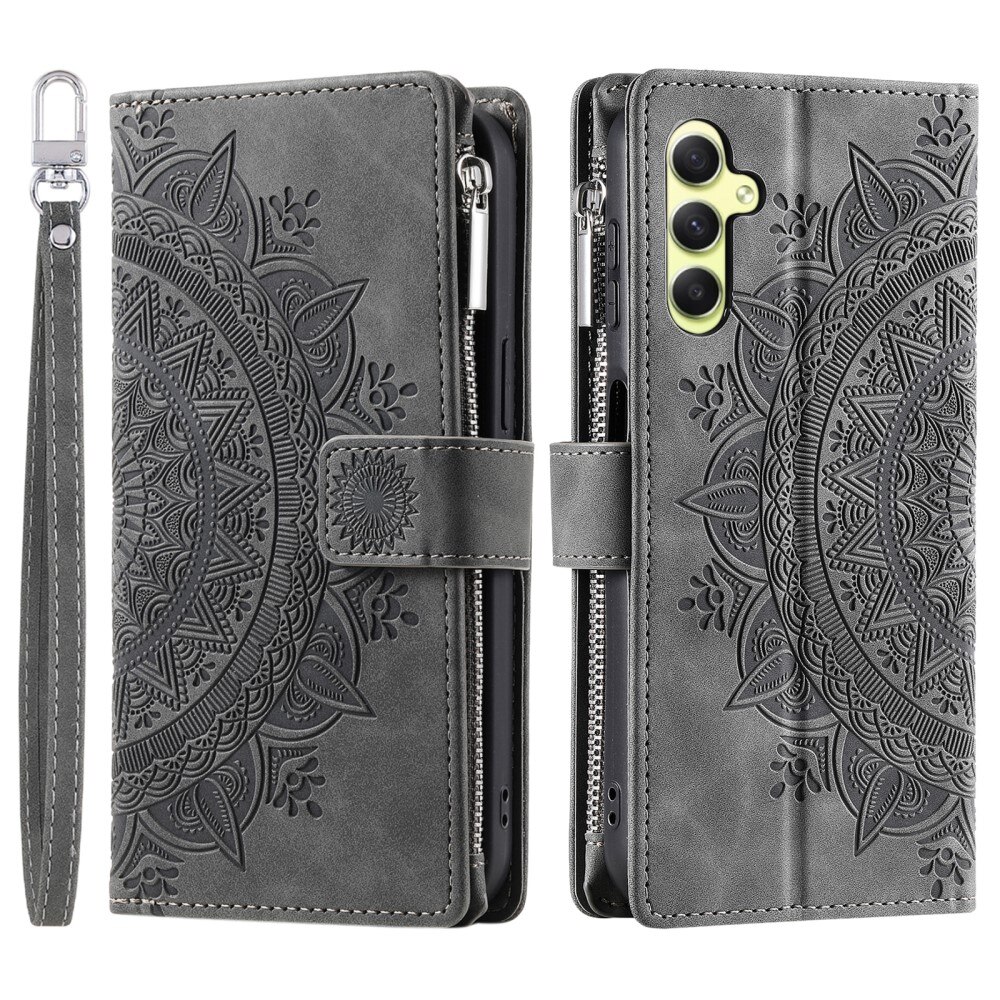 Samsung Galaxy A55 Wallet/Purse Mandala Grey