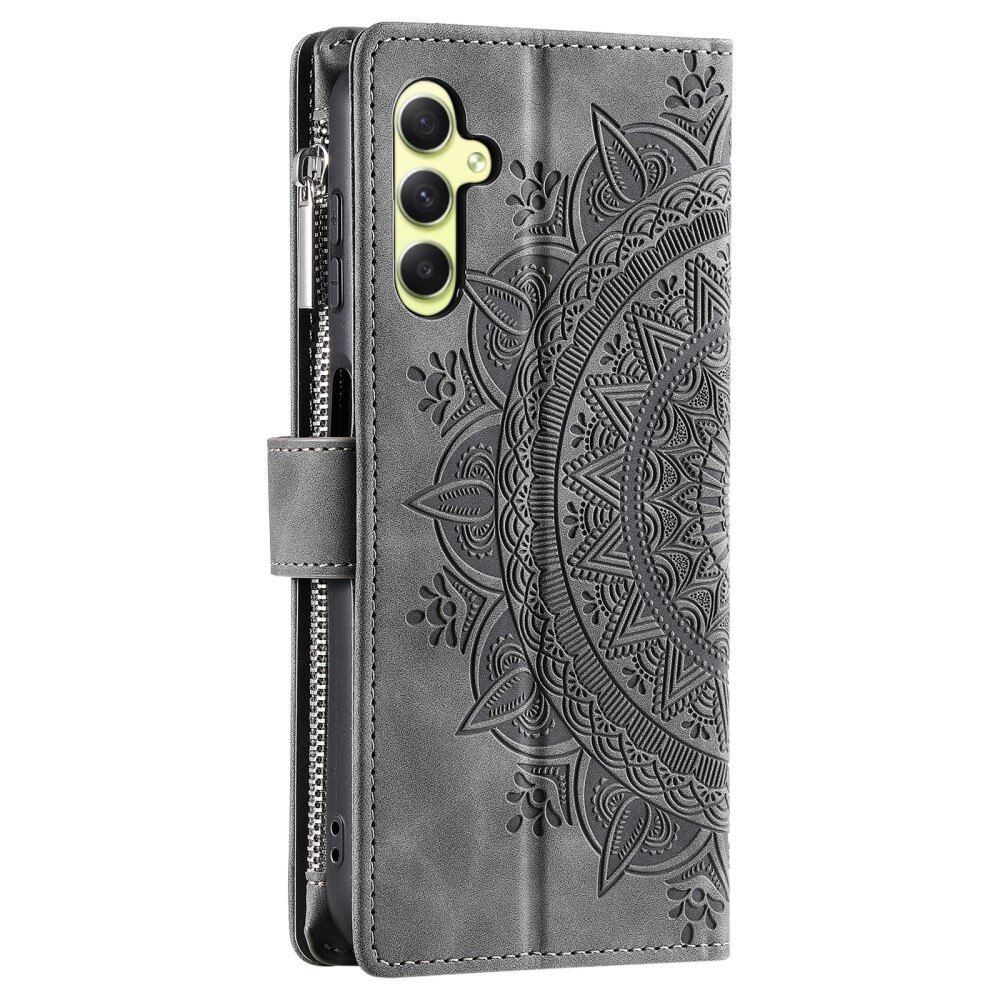 Samsung Galaxy A55 Wallet/Purse Mandala Grey