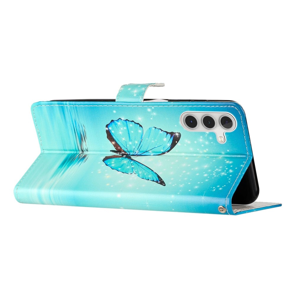 Samsung Galaxy A55 Wallet Book Cover Blue Butterflies