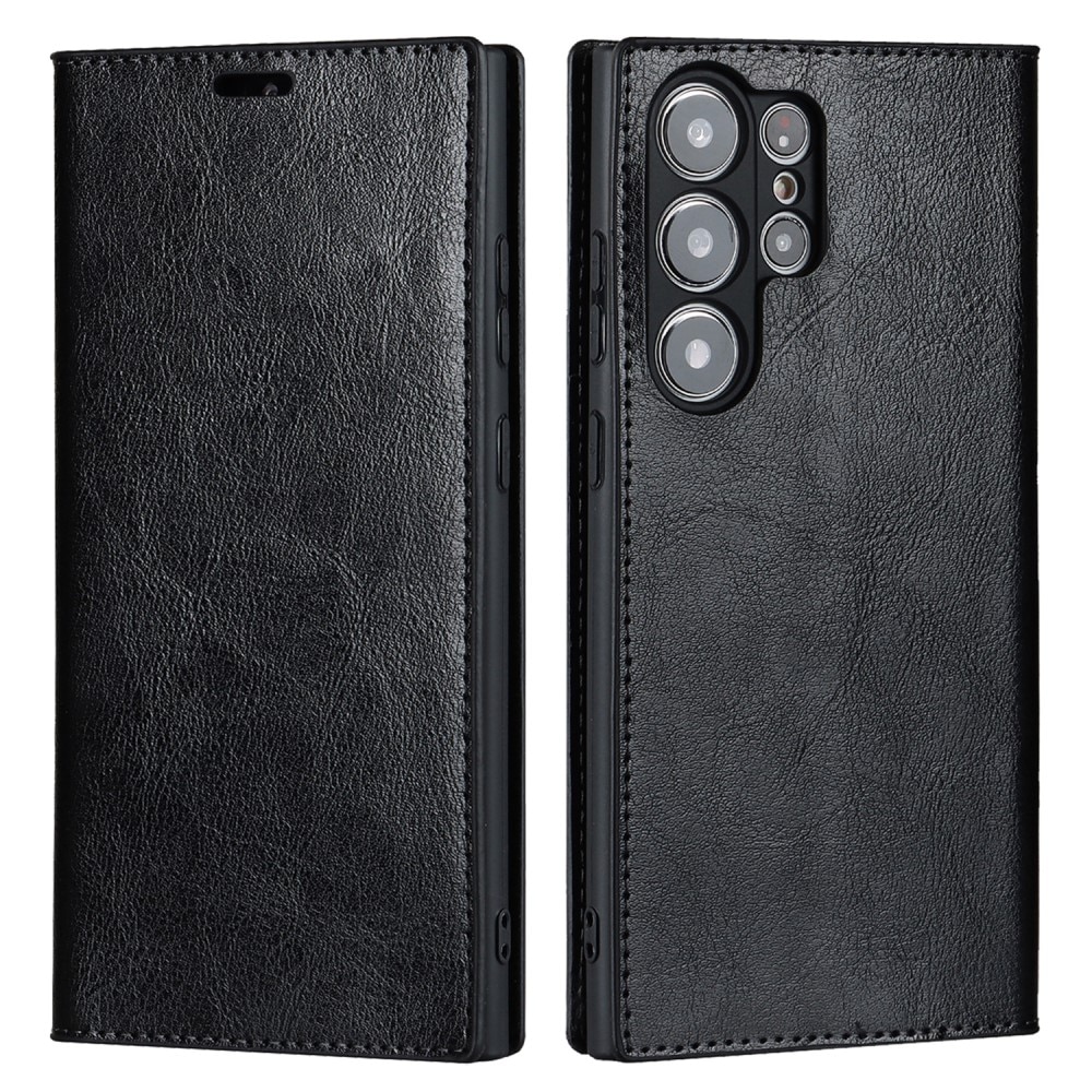 Samsung Galaxy S23 Ultra Genuine Leather Wallet Case Black