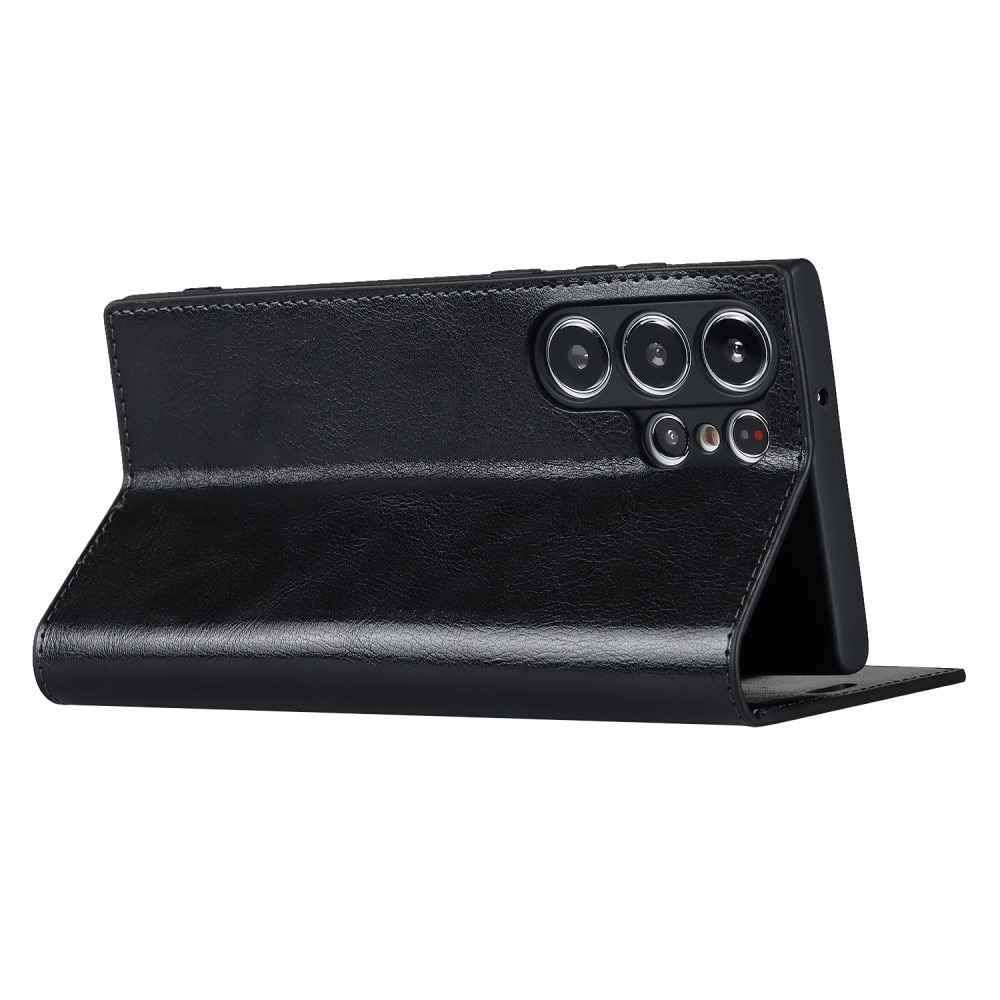 Samsung Galaxy S23 Ultra Genuine Leather Wallet Case Black