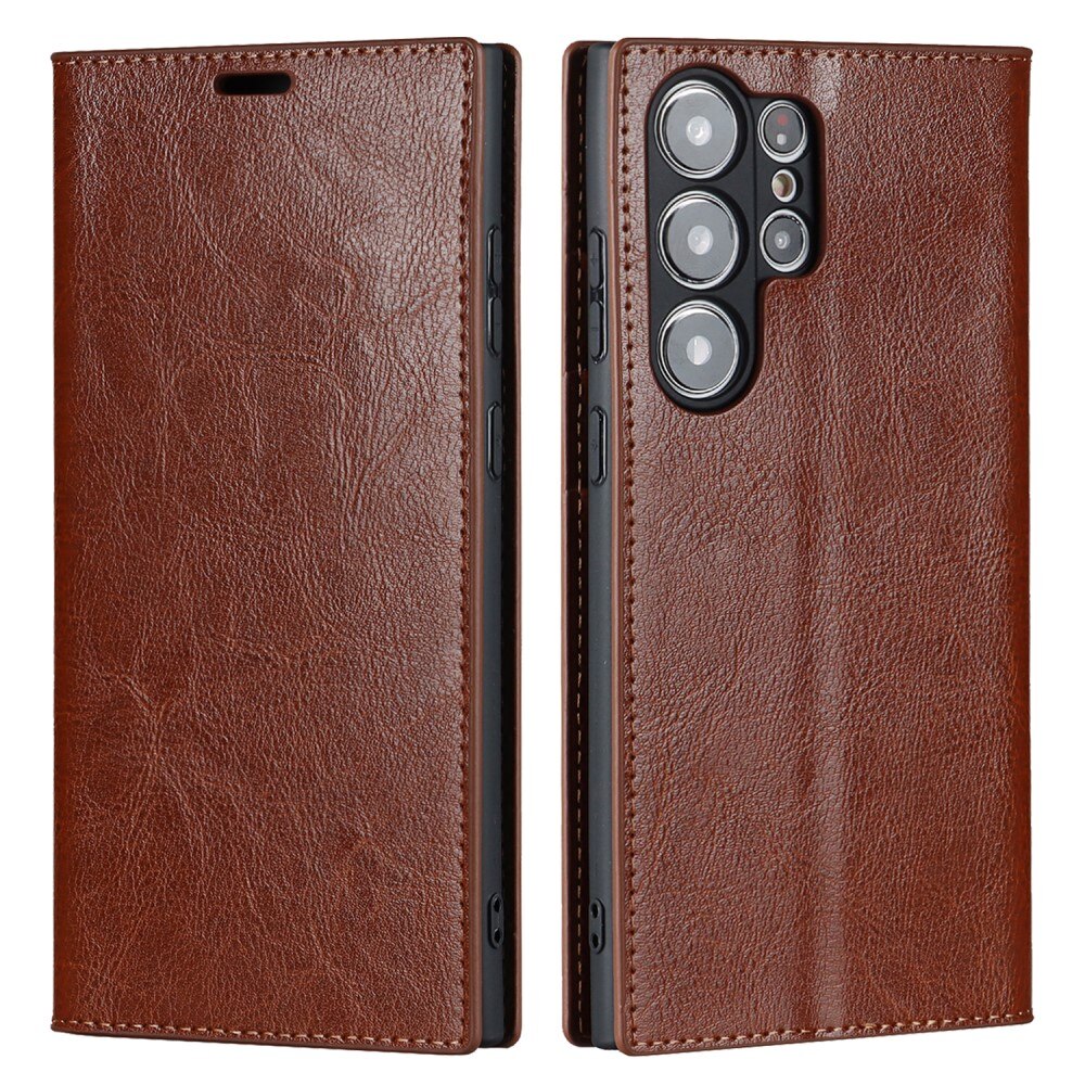 Samsung Galaxy S23 Ultra Genuine Leather Wallet Case Brown