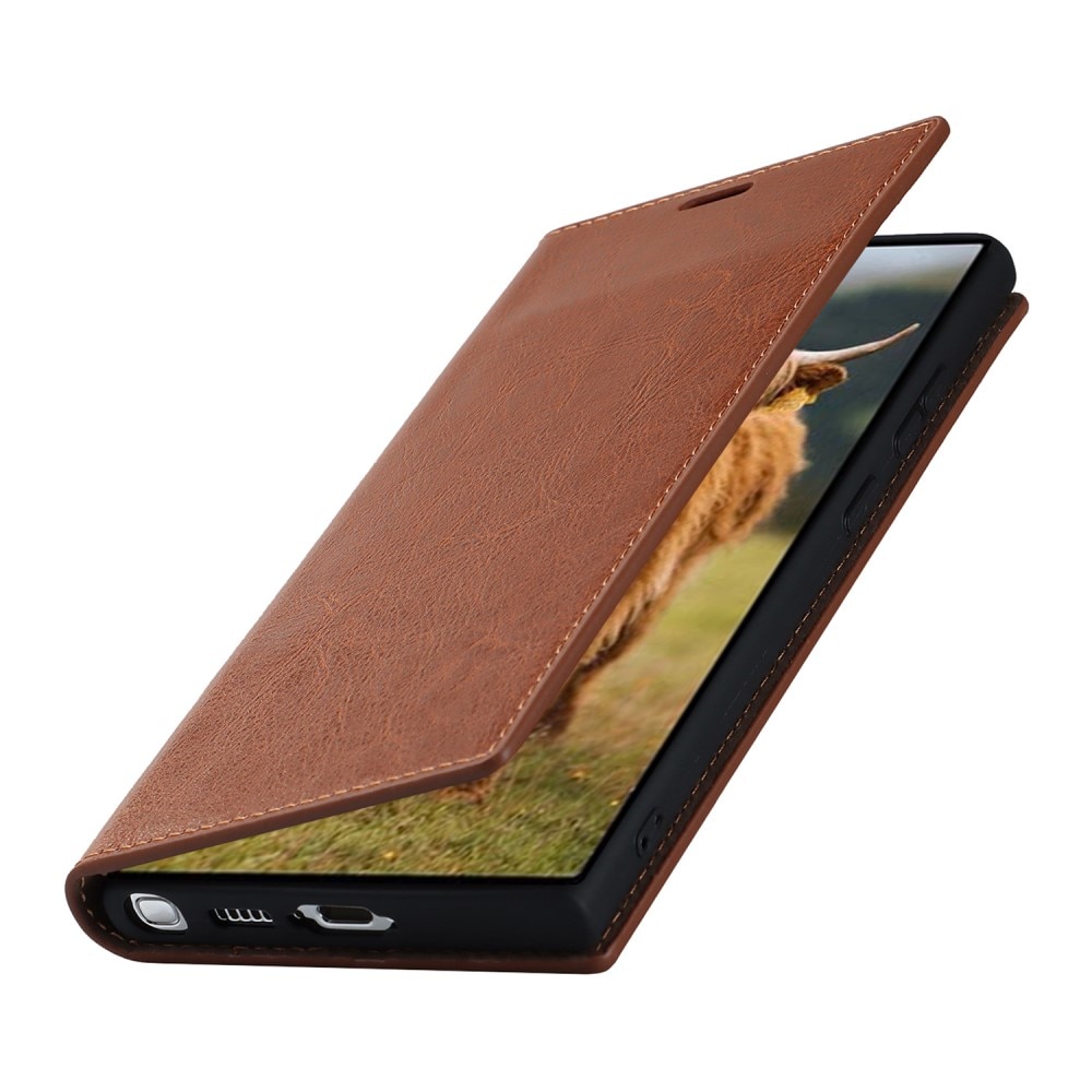 Samsung Galaxy S23 Ultra Genuine Leather Wallet Case Brown