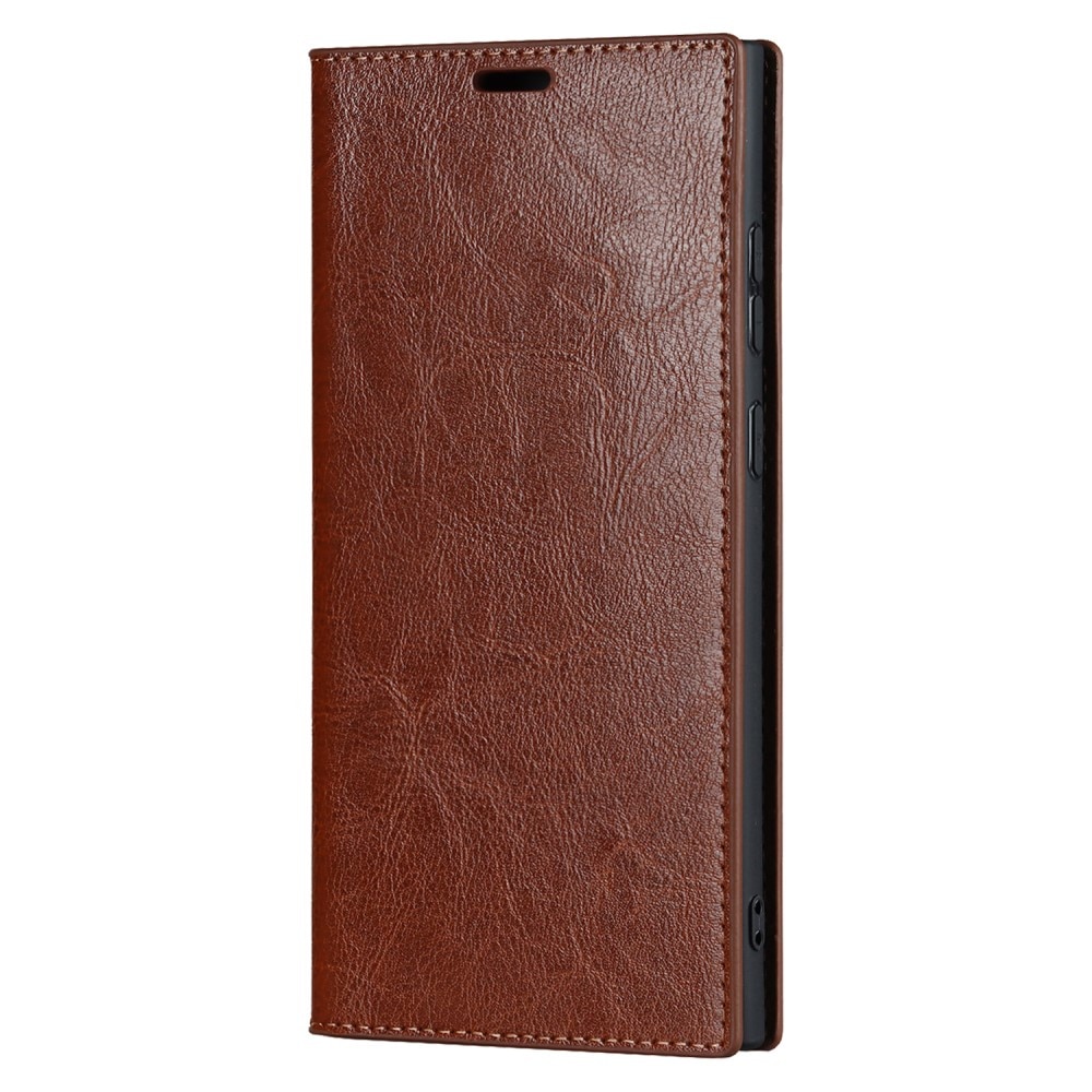 Samsung Galaxy S23 Ultra Genuine Leather Wallet Case Brown